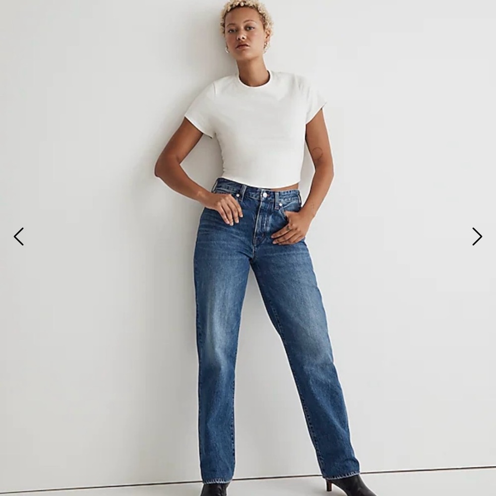 NWT Madewell Womens Blue Cotton Curvy Low Slung Straight Leg Denim Jeans Size 27